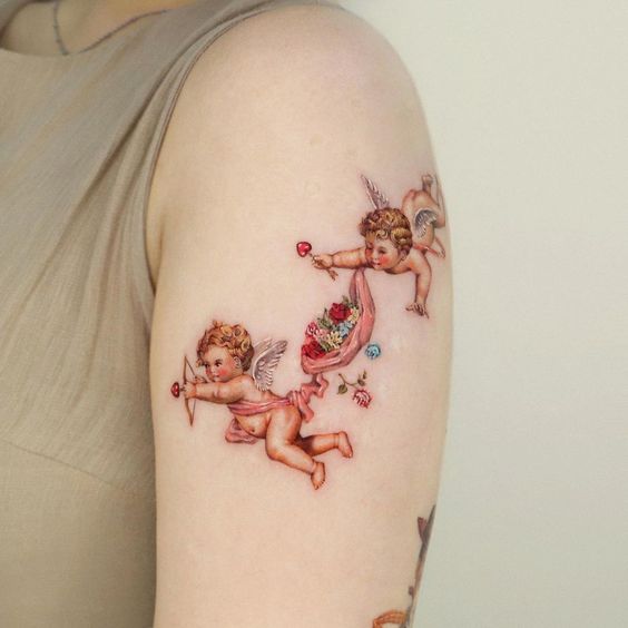 29 tatuagem colorida anjinhos bebê Pinterest