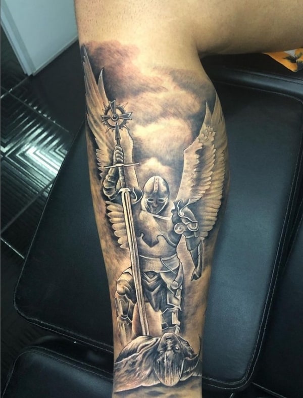 30 tattoo na perna São Miguel Arcanjo @victor1 negrao