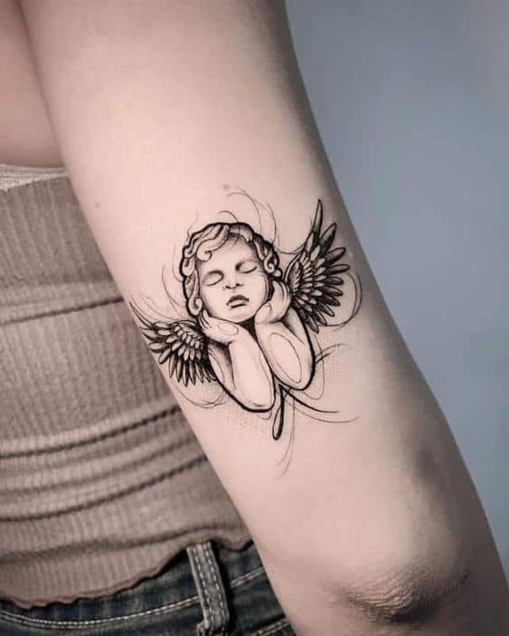 35 tattoo feminina anjinho Pinterest