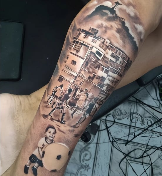 38 tattoo favela com Cristo Redentor @garagem13tattoo