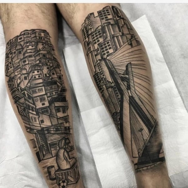 7 tatuagem na perna favela @adaorosatattoo