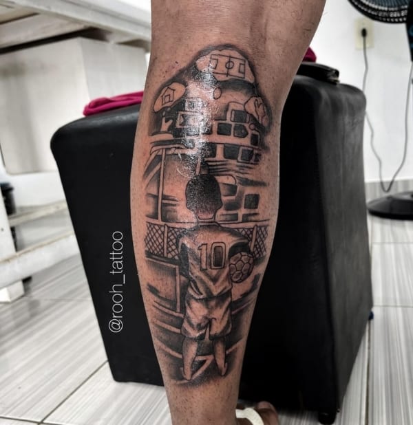 8 tatuagem perna menino da favela @rooh tattoo