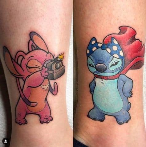 Tatuagens de desenho animado para casal Stitch