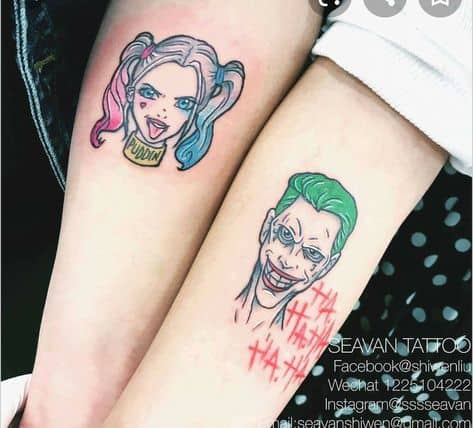 Tatuagens de desenho animado para casal coringa