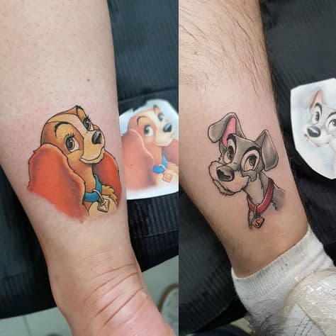 Tatuagens de desenho animado para casal disney