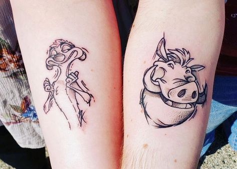 Tatuagens de desenho animado para casal timão e Pumba