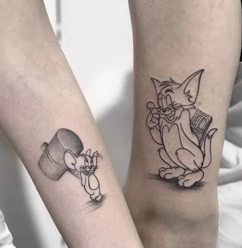 Tatuagens de desenho animado tom e jerry
