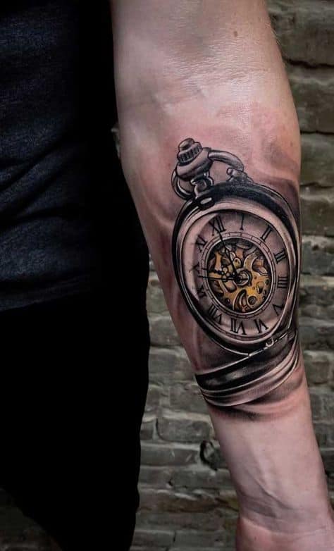 ideias de Tatuagem de relógio de bolso