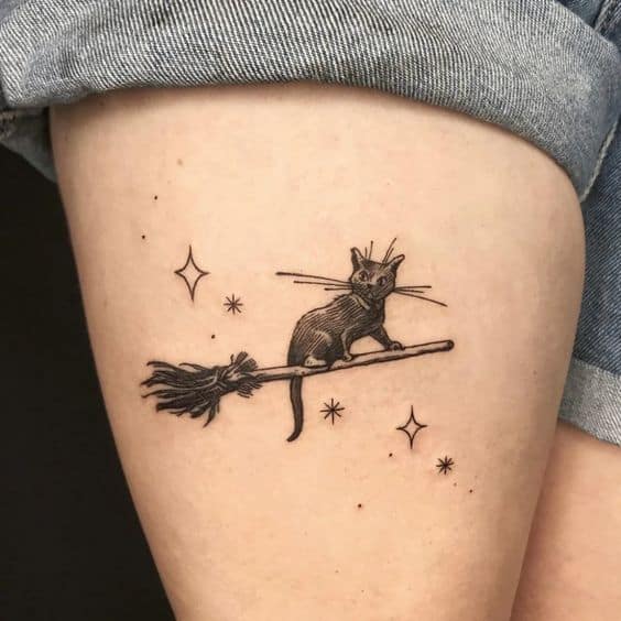 1 tatuagem de gatinho preto Pinterest