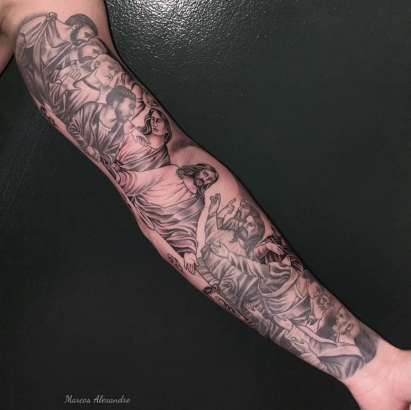 10 tatuagem grande no braço santa ceia @marcos alexan