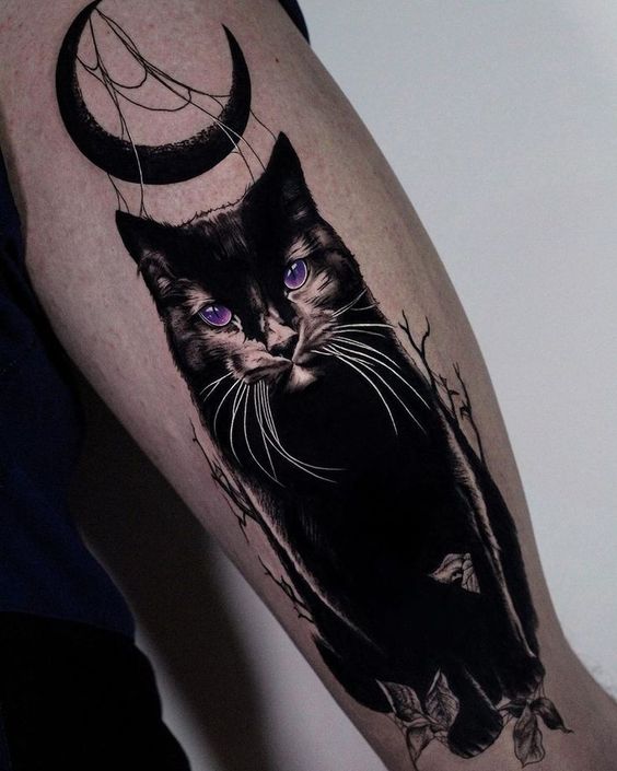 12 tatuagem grande gato preto Pinterest