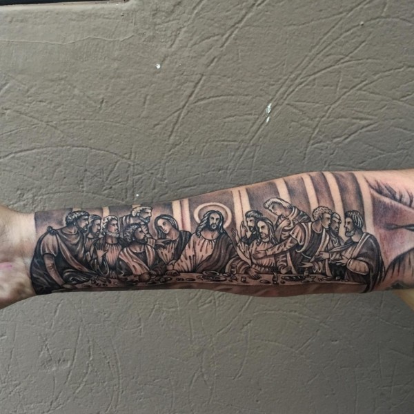13 tattoo santa ceia no braço @chavaotattoo