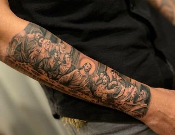 15 tattoo no braço última ceia Pinterest