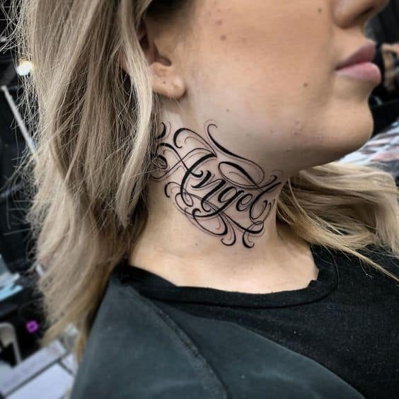 15 tattoo pescoço lettering Pinterest