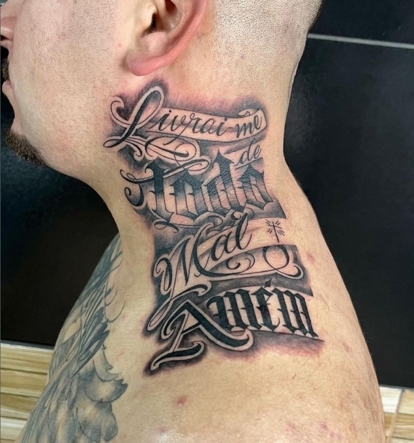 16 tatuagem no pescoço lettering @marloon rafael