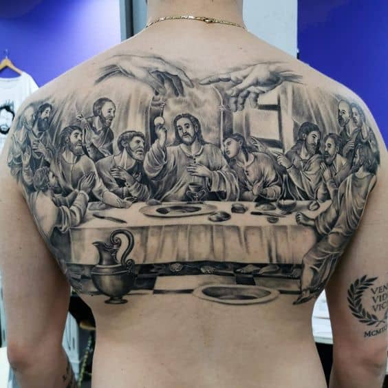 18 tatuagem santa ceia nas costas Pinterest