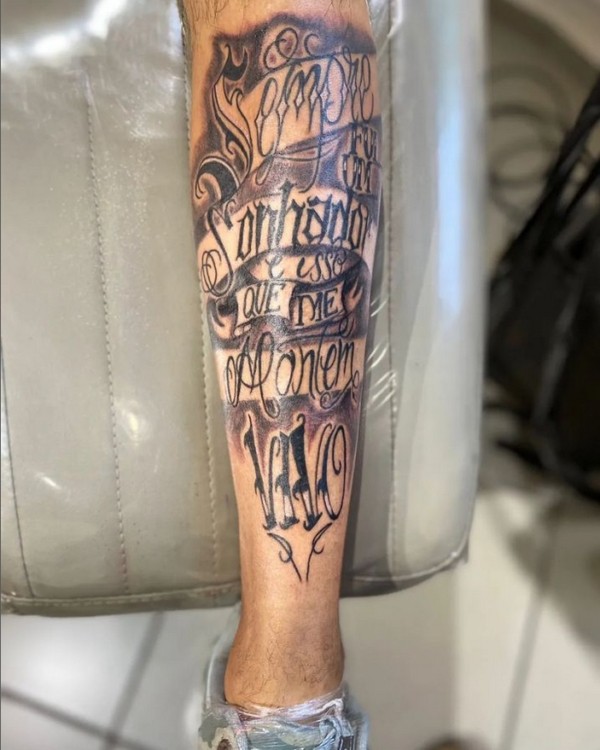 19 tatuagem frase racionais na perna @eternity tattoofusion