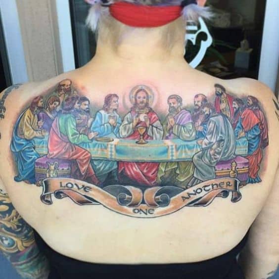 25 tatuagem colorida santa ceia nas costas Pinterest