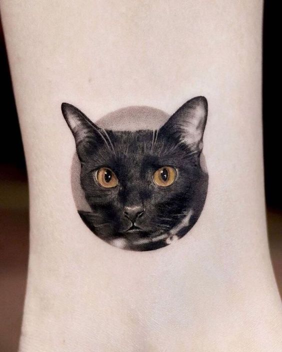 26 tatuagem realista gato preto Pinterest