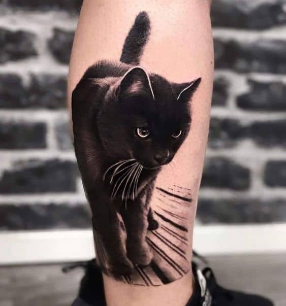 29 tattoo realista gato preto Pinterest