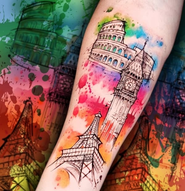 5 tatuagem grande e colorida de viagem @baltapaprocki