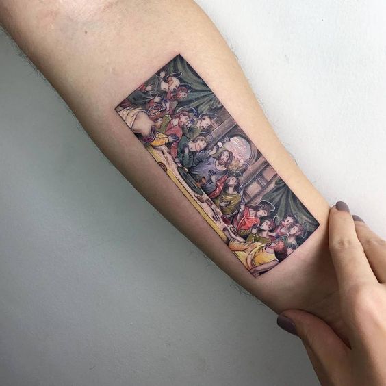 6 tatuagem colorida santa ceia Pinterest