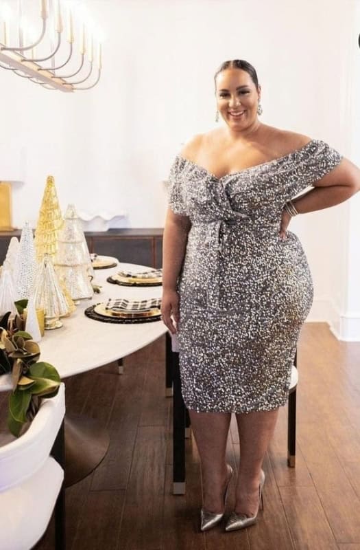 27 look plus size festa com vestido prata de paetê Pinterest